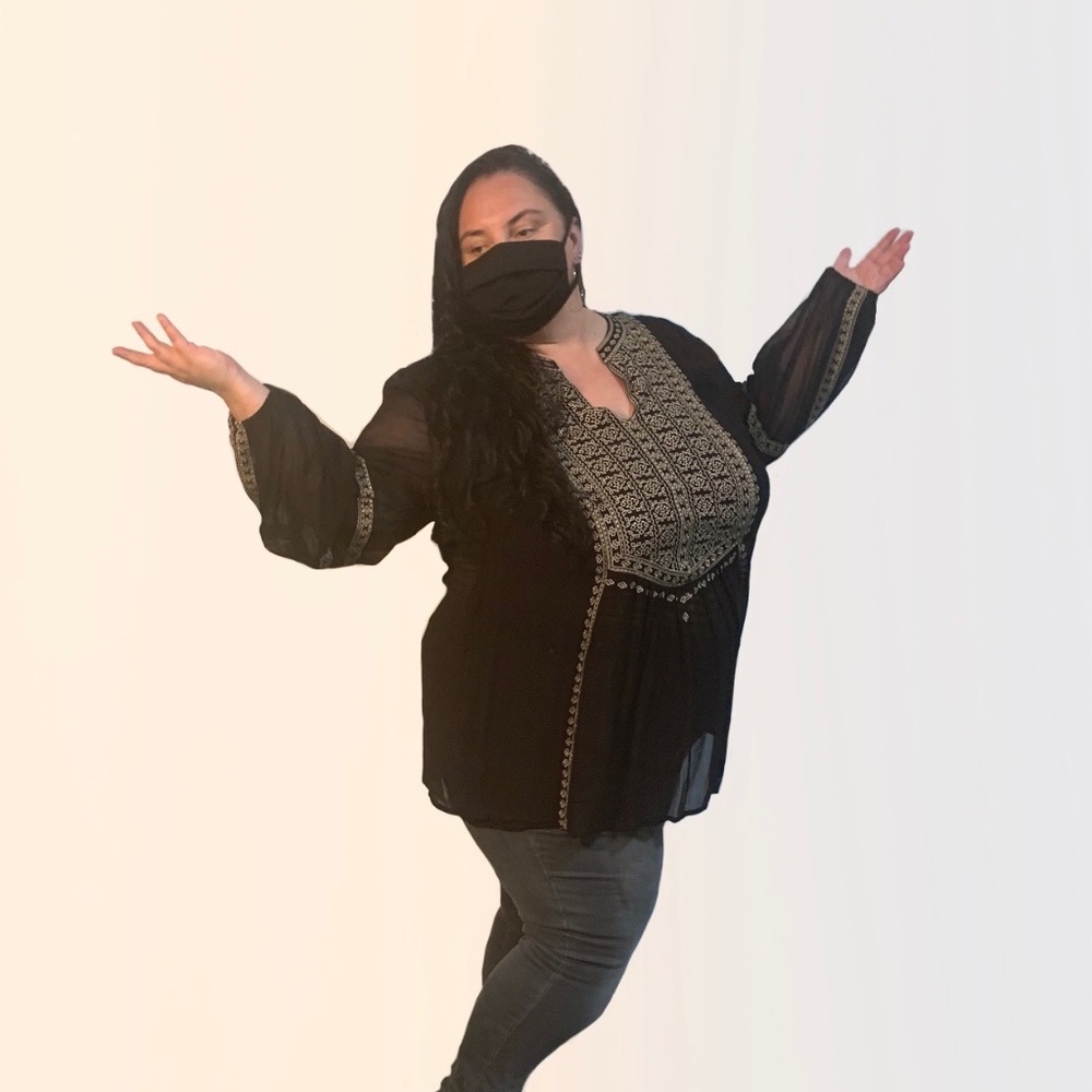 3x Womens Tolani Embroidered and lines Boho Tunic